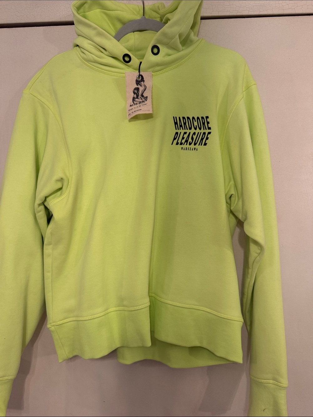 MISBHV- “Hardcore Pleasure” -WARSZAWA Neon Lime Hoodie NWT size L